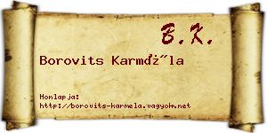 Borovits Karméla névjegykártya